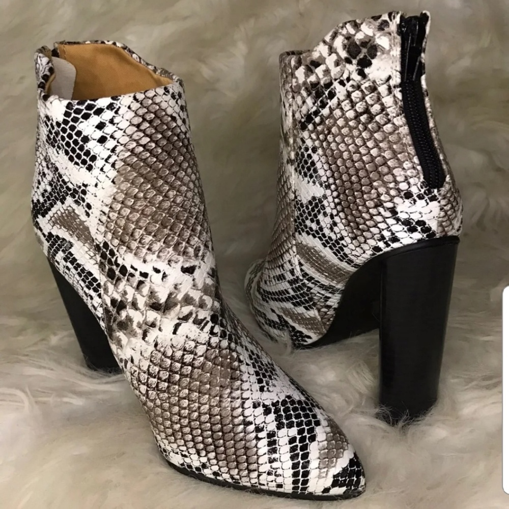 Snake ankle boots